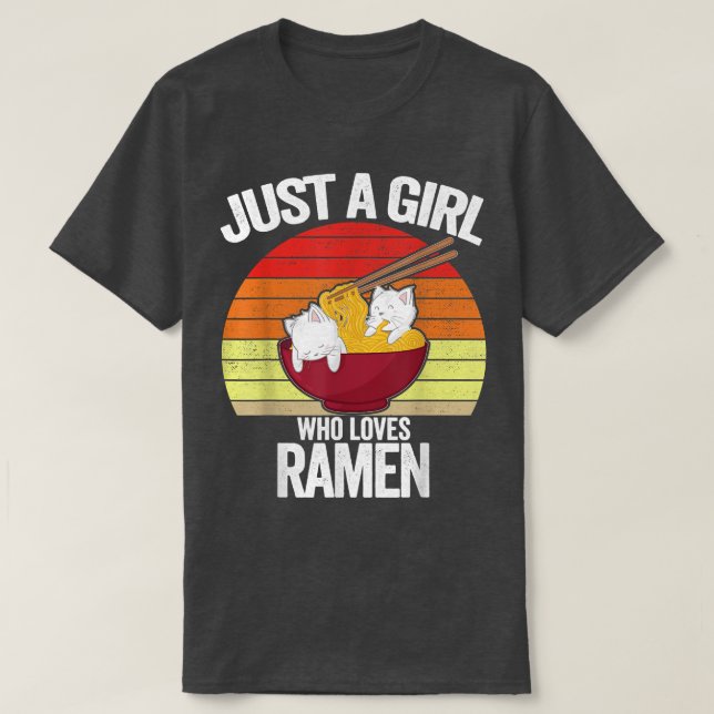 Camiseta Só uma garota que ama Ramen Cat Kitten Sweater Gif (Frente do Design)