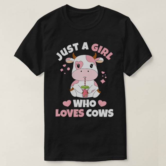 Camiseta Só Uma Garota Que Ama Vacas Cute Strawberry Cow (Frente do Design)