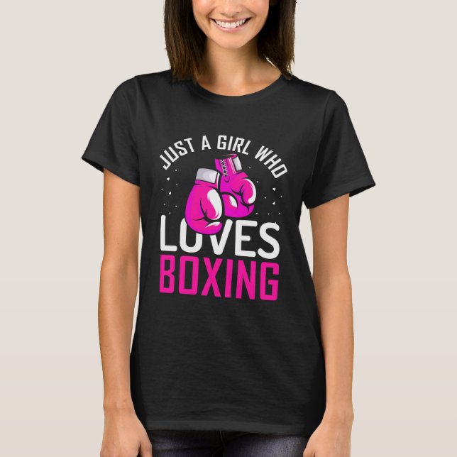 Camiseta Só Uma Menina Adora Luvas De Oposição Boxer Mar (Frente)