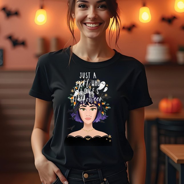 Camiseta Só Uma Menina Que Adora A Bela Figurina De Hallowe (Just A Girl Who Love Halloween Costume Beauty Tri-Blend Shirt)