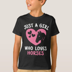 Camiseta Só Uma Menina Que Adora Cavalos Cavalos A Andar De