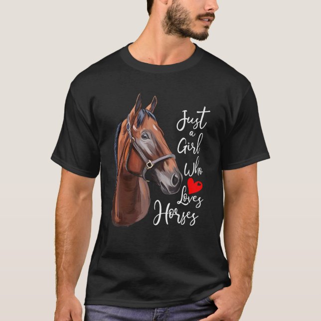 Camiseta Só Uma Menina Que Adora Cavalos Mulheres Cavalos A (Frente)