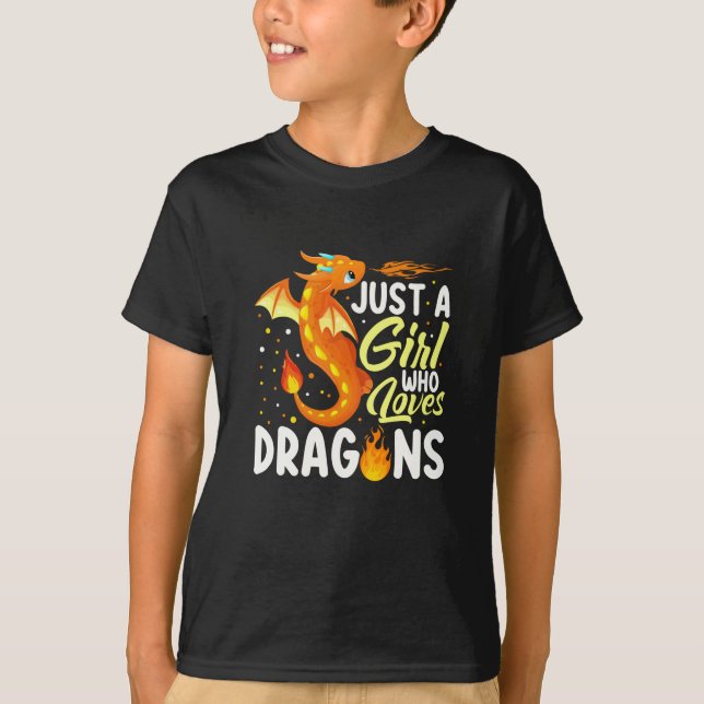 Camiseta Só Uma Menina Que Adora Dragões adoráveis (Frente)