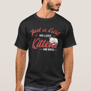 Camiseta Só Uma Menina Que Adora Gato De Gatinho De Bicicle