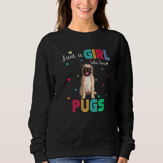 Camiseta Só Uma Menina Que Adora Pugs Gráficos (Frente)