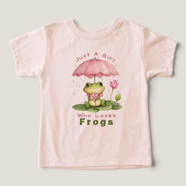 Camiseta Só Uma Menina Que Adora Sapos, Uma Menina Rosa Bon (Design frontal)