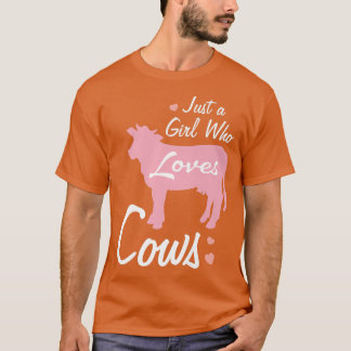 Camiseta Só Uma Menina Que Adora Vacas Cute Cow Por Cima De