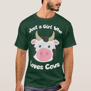Camiseta Só Uma Menina Que Adora Vacas Cute Cow Por Cima De