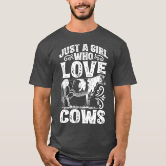 Camiseta Só Uma Menina Que Adora Vacas Engraçadas Fazenda D