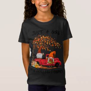 Camiseta Só Uma Menina Que Ama A Queda E Gnomos Engraçados 