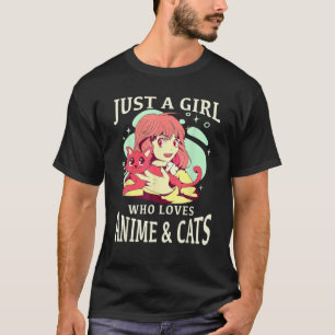 Camiseta Só Uma Menina Que Ama Anime E Gatos. Anime Merch