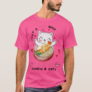 Camiseta Só Uma Menina Que Ama Anime Ramen E Gatos, Engraça