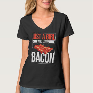 Camiseta Só Uma Menina Que Ama Bacon Barbecue Grelhando Por