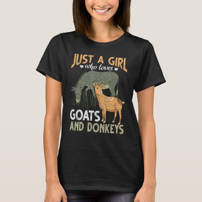 Camiseta Só Uma Menina Que Ama Cabras E Macacos-Fazenda (Frente)