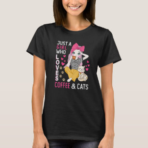Camiseta Só Uma Menina Que Ama Café E Gatos Gato Bonito Mãe