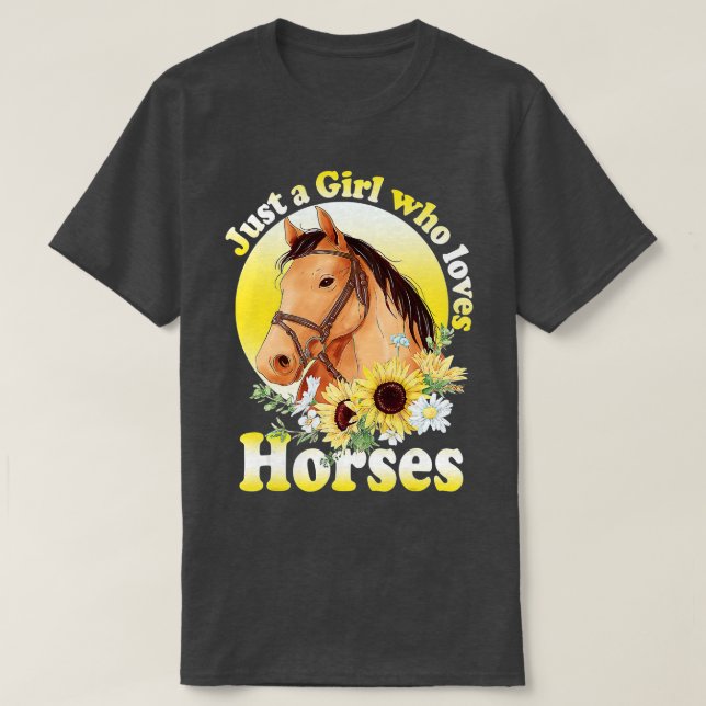 Camiseta Só Uma Menina Que Ama Cavalos - Raparigas Andando (Frente do Design)