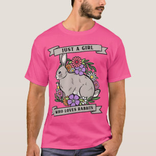 Camiseta Só Uma Menina Que Ama Coelhos, Coelhinha Com Flore