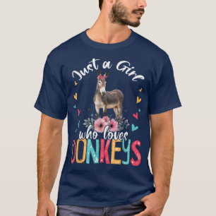 Camiseta Só Uma Menina Que Ama Donkeys Floral Flower Donkey