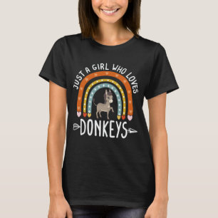 Camiseta Só Uma Menina Que Ama Donkeys Rainbow Cute Donkey