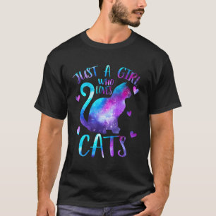 Camiseta Só Uma Menina Que Ama Gato Do Espaço Da Galáxia.
