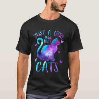 Camiseta Só Uma Menina Que Ama Gato Do Espaço Da Galáxia.