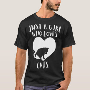 Camiseta Só Uma Menina Que Ama Gatos Brancos De Gato Negro