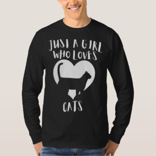 Camiseta Só Uma Menina Que Ama Gatos Brancos De Gato Negro