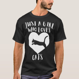 Camiseta Só Uma Menina Que Ama Gatos Brancos De Gato Negro