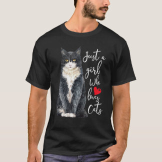 Camiseta Só Uma Menina Que Ama Gatos De Cata De Cama De Cam