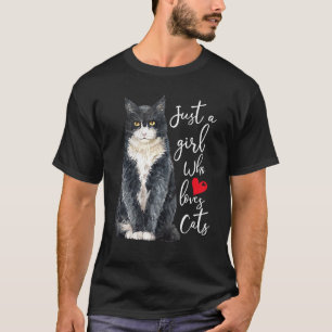 Camiseta Só Uma Menina Que Ama Gatos De Cata De Cama De Cam