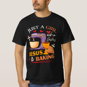 Camiseta Só Uma Menina Que Ama Jesus E Baking Christian Rel