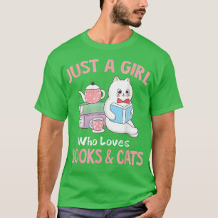 Camiseta Só Uma Menina Que Ama Livros E Gatos De Gato Bonit
