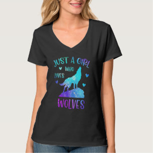 Camiseta Só Uma Menina Que Ama Lobos Arco-Íris Para O Lobo 