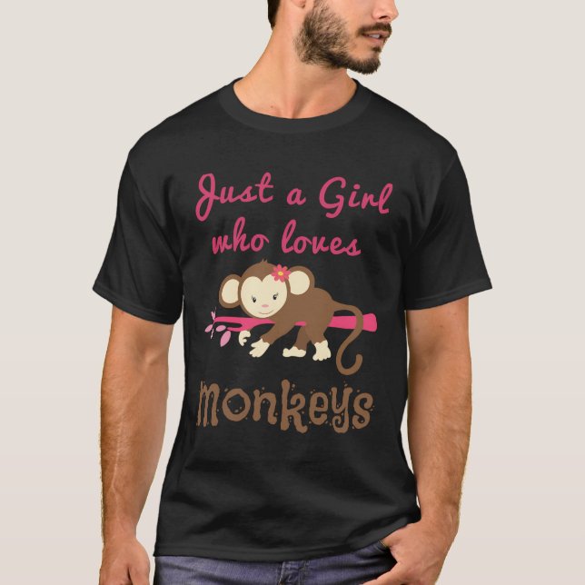 Camiseta Só Uma Menina Que Ama Macacos Aluga Meninas F (Frente)