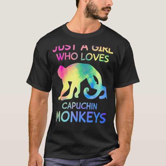 Camiseta Só Uma Menina Que Ama Macacos Capuchim, Monge Engr (Frente)