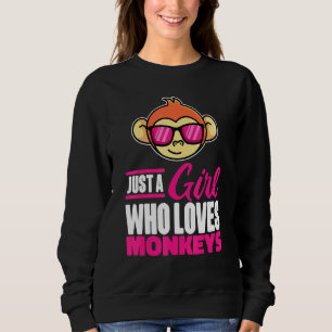 Camiseta Só Uma Menina Que Ama Macacos Com Óculos De Sol Pa
