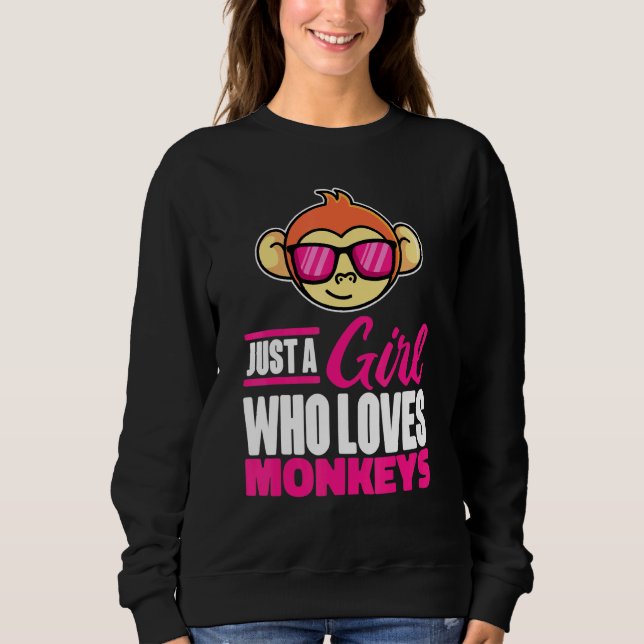 Camiseta Só Uma Menina Que Ama Macacos Com Óculos De Sol Pa (Frente)