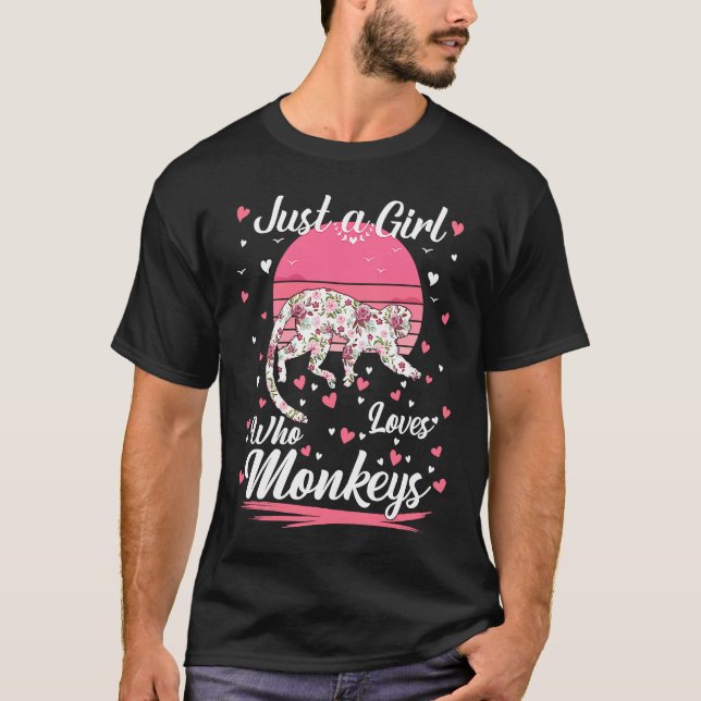 Camiseta Só Uma Menina Que Ama Macacos Macacos Bons (Frente)