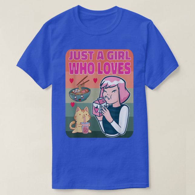 Camiseta Só Uma Menina Que Ama O Leite De Morango De Anime  (Frente do Design)