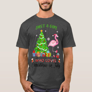 Camiseta Só Uma Menina Que Ama O Natal Em Julho, Flamingo &