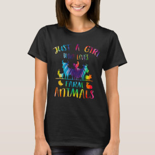 Camiseta Só Uma Menina Que Ama Os Animais Da Fazenda.