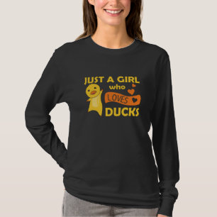 Camiseta Só Uma Menina Que Ama Patos Bonitos Para Meninas