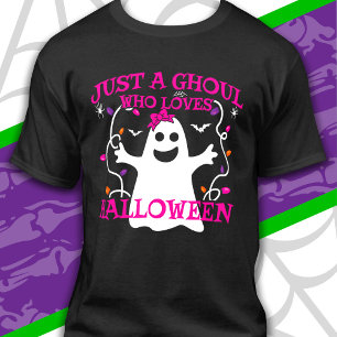Camiseta Só Uma Menina Que Ama Um Fantasma Rosa Bonito De H