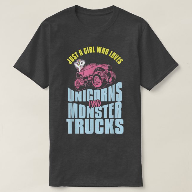 Camiseta Só Uma Menina Que Ama Unicórnios E Monstros. (Frente do Design)