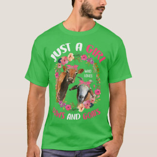 Camiseta Só Uma Menina Que Ama Vacas E Cabra Farmer Fora De