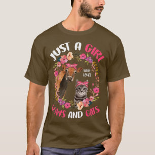 Camiseta Só Uma Menina Que Ama Vacas E Gata Fl Farmer