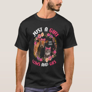 Camiseta Só Uma Menina Que Ama Vacas E Gata Fl Farmer