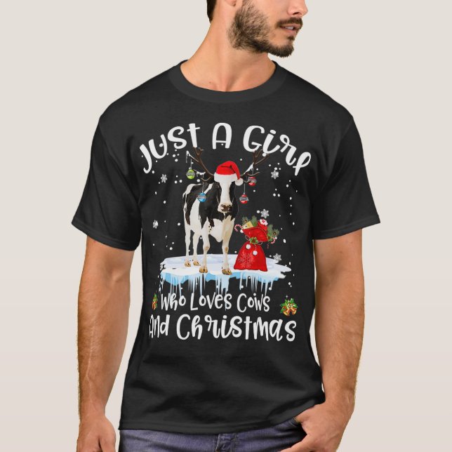 Camiseta Só Uma Menina Que Ama Vacas E Sueco Feio De Natal (Frente)