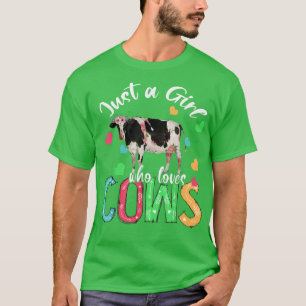Camiseta Só Uma Menina Que Ama Vacas Fleais Engraçadas