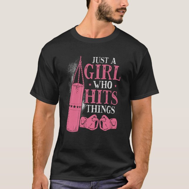 Camiseta Só Uma Menina Que Bate No Boxing Da Mulher (Frente)